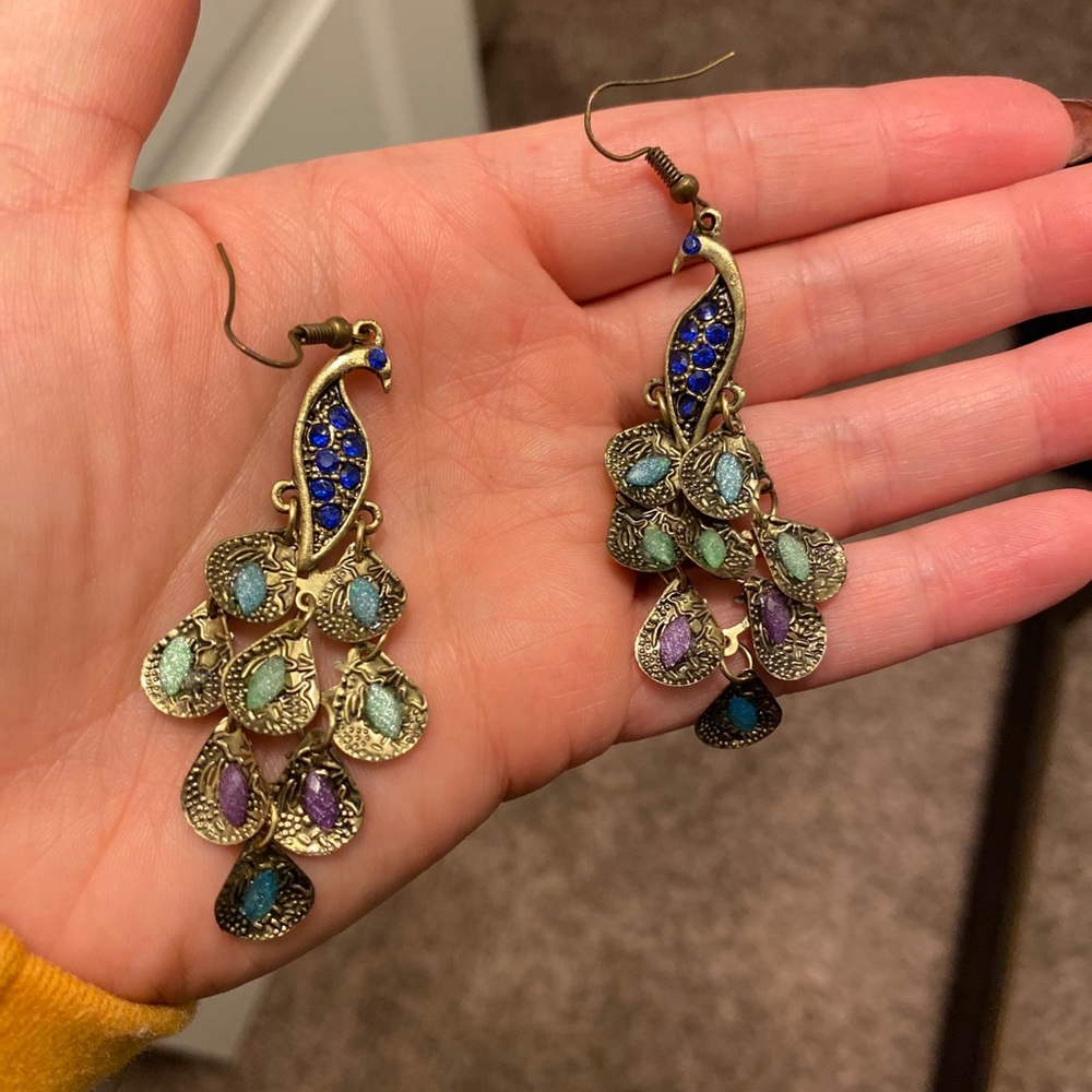 Peacock colorful earrings